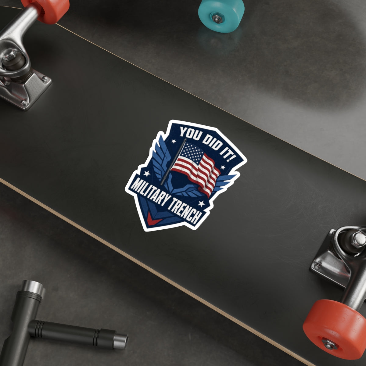 You Did It! Military Trench American Flag Die-Cut Sticker